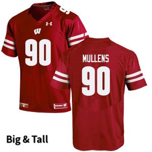 Men's Wisconsin Badgers NCAA #90 Isaiah Mullens Red Authentic Under Armour Big & Tall Stitched College Football Jersey BE31T15YQ